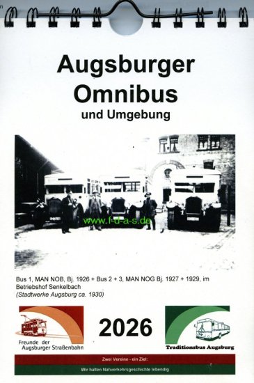 Kalender 2026 der Augsburger Omnibus und Umgebung - zum Schließen ins Bild klicken