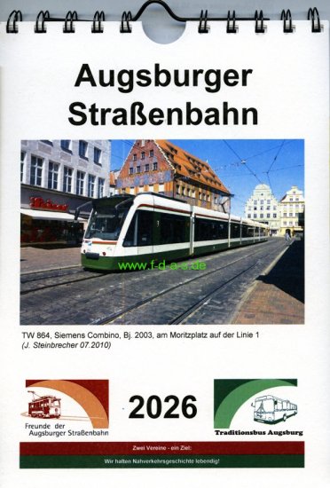 Kalender 2026 der Augsburger Straßenbahn - zum Schließen ins Bild klicken